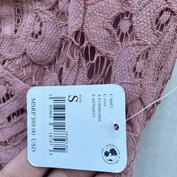 NWT Free People Womens size small Adella lace Slip Flowy Dress Dusty Rose - Picture 11 of 11